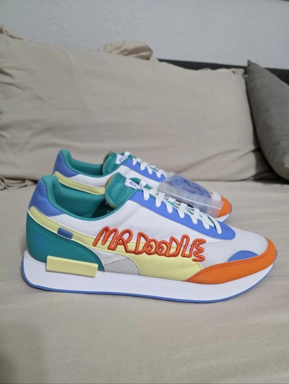 Puma X Mr.Doodle Embroidery Sneakers 375790-01 Size 14